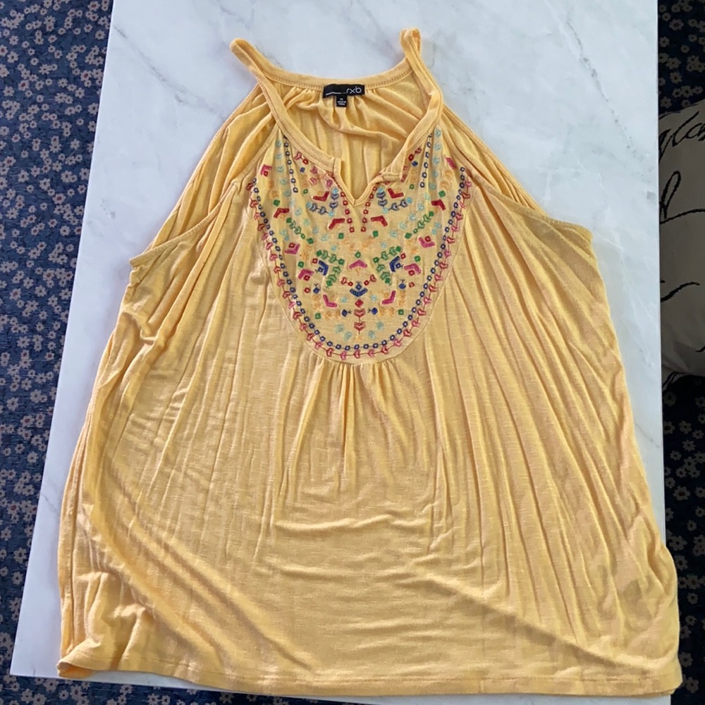 Yellow Embroidery Tank